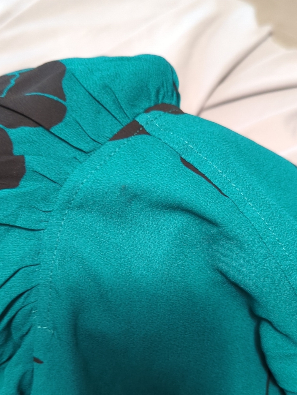Ann Taylor Teal Floral Puff Sleeve Blouse Size XXL VGUC! - Picture 4 of 5